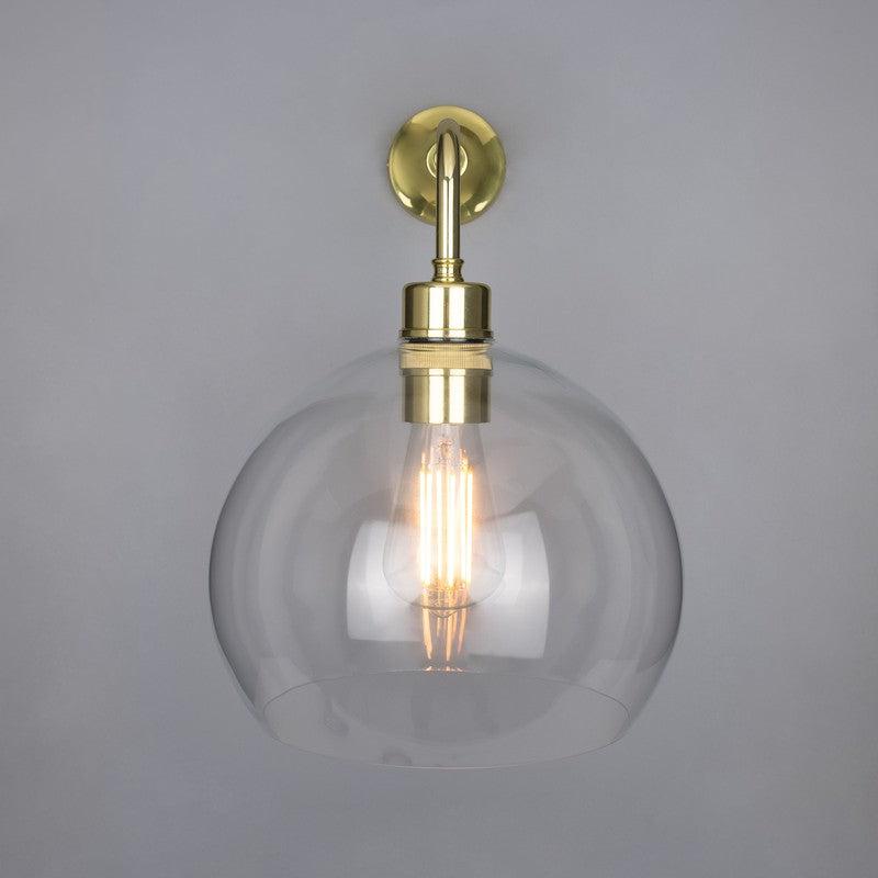 Eden Clear Open Glass Globe Wall Light 25cm-Mullan Lighting-Antique Brass-nirohome