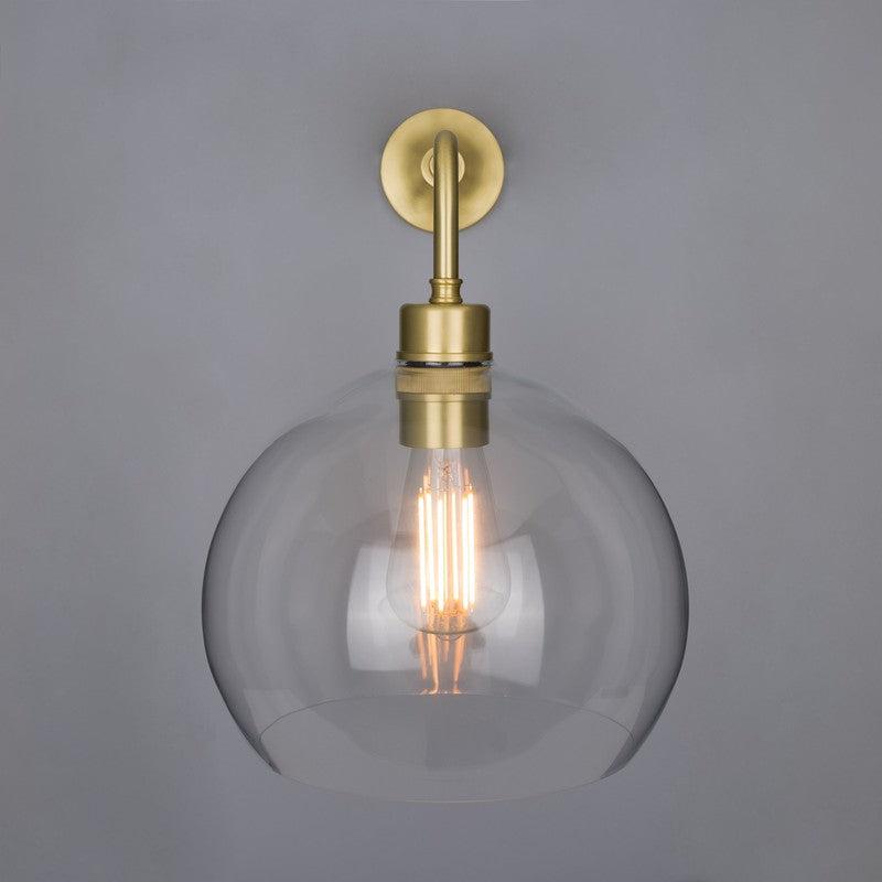 Eden Clear Open Glass Globe Wall Light 25cm-Mullan Lighting-Antique Brass-nirohome