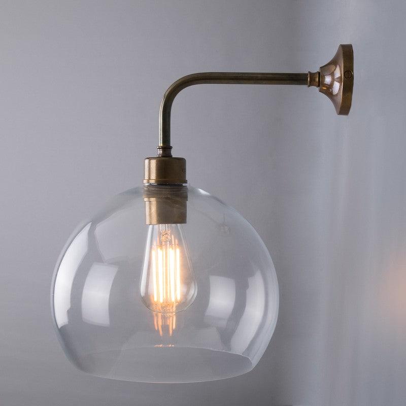 Eden Clear Open Glass Globe Wall Light 25cm-Mullan Lighting-Antique Brass-nirohome