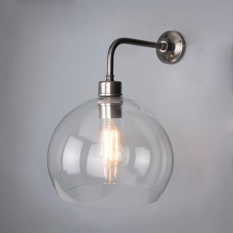 Eden Clear Open Glass Globe Wall Light 25cm-Mullan Lighting-Antique Silver-nirohome