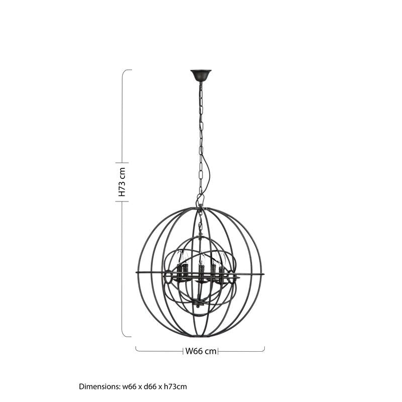 Eldridge 5 arm round pendant light-Wrenford & Co.-nirohome