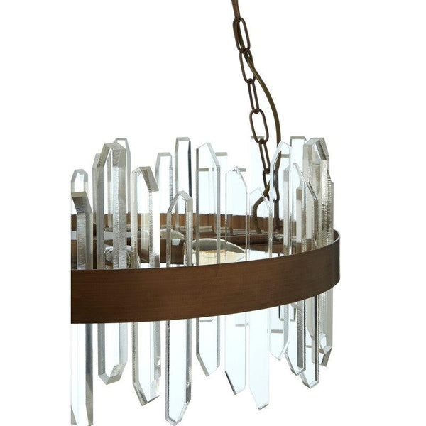 Emery Acrylic Rod Chandelier With Copper Band