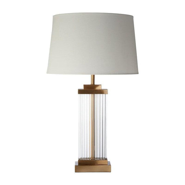 Floyd Glass Tube Table Lamp With Gold Finish & Tapered Fabric Shade