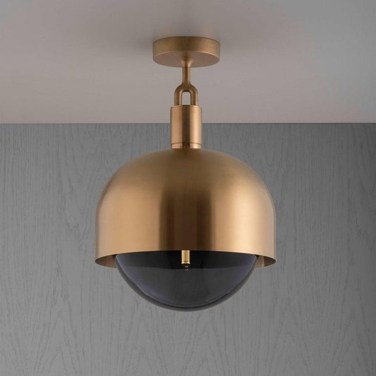 Buster + Punch Large Forked Ceiling Light With Shade And Smoked Glass Globe