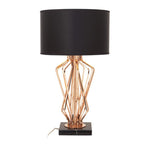 Garrison Geometric Bronze Table Lamp With Marble Base & Fabric Shade-Niro Home-Black-nirohome