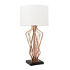 Garrison Geometric Bronze Table Lamp With Marble Base & Fabric Shade-Niro Home-White-nirohome