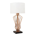 Garrison Geometric Bronze Table Lamp With Marble Base & Fabric Shade-Niro Home-White-nirohome