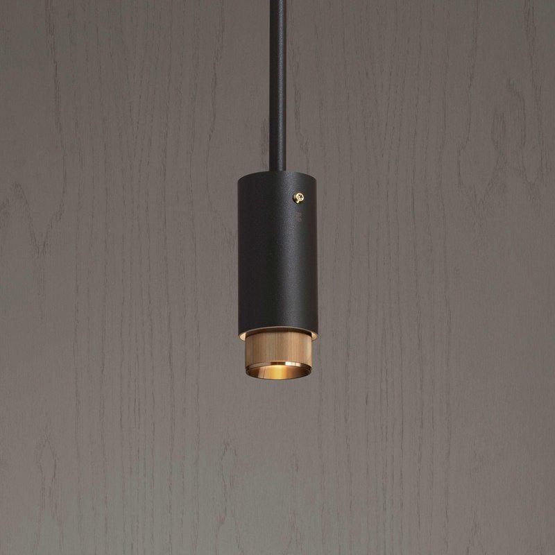 Graphite Exhaust Pendant With Linear Knurl Detailing-Buster + Punch-Brass-nirohome