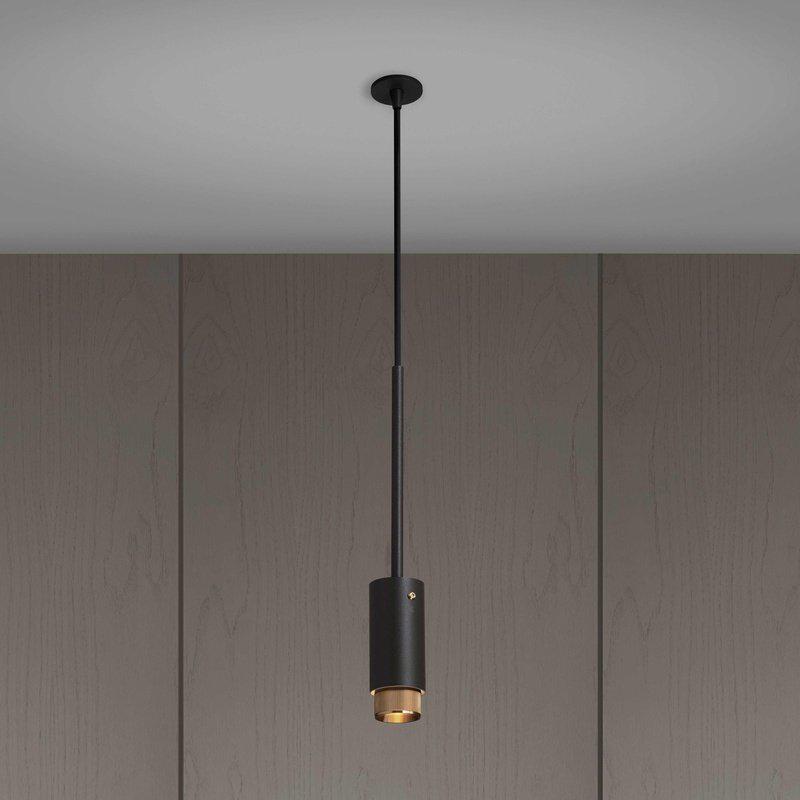 Graphite Exhaust Pendant With Linear Knurl Detailing-Buster + Punch-Brass-nirohome