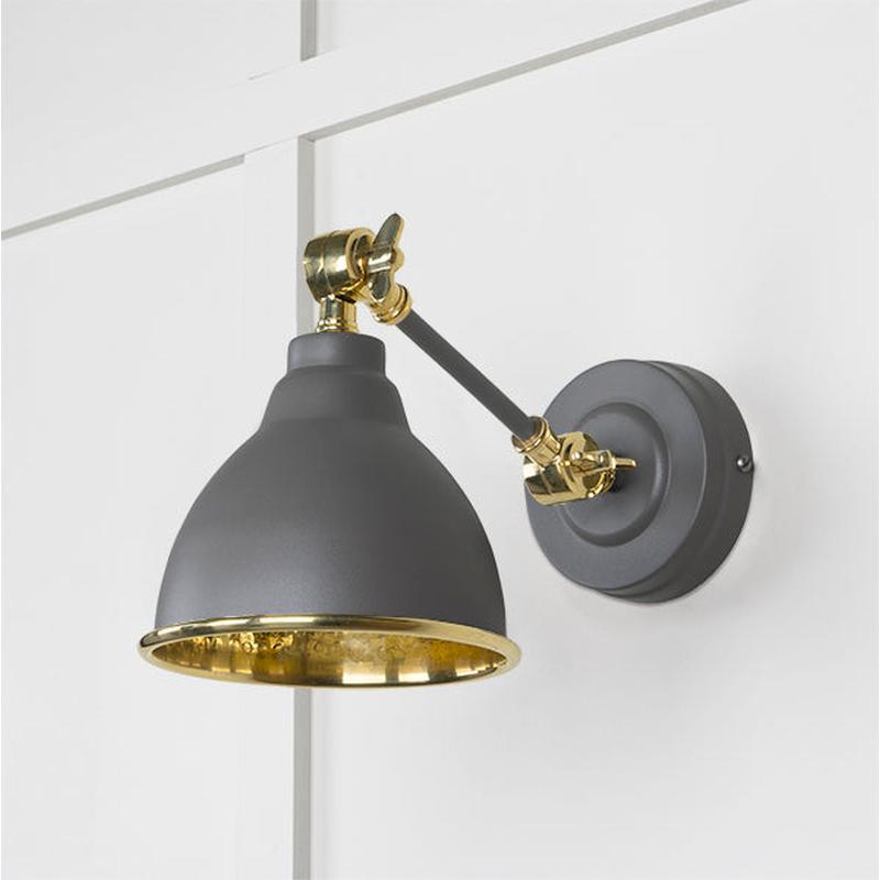 Hammered Brass Brindley Wall Light-From The Anvil-Brass-nirohome