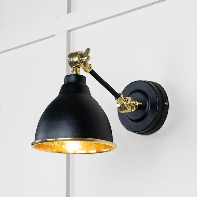Hammered Brass Brindley Wall Light-From The Anvil-Elan Black-nirohome
