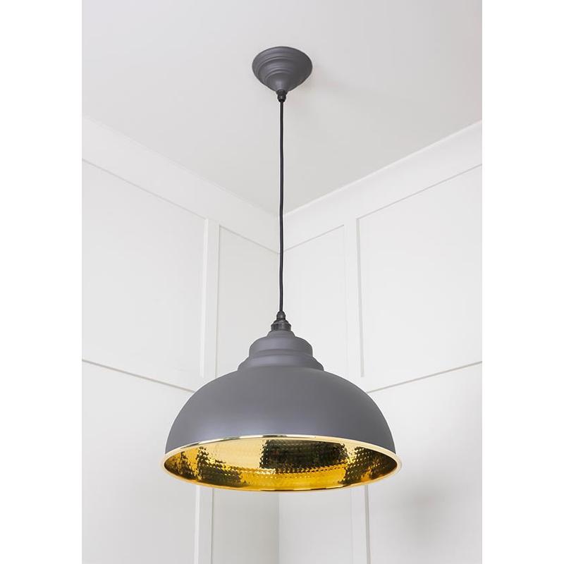 Hammered Brass Harborne Pendant-From The Anvil-Brass-nirohome