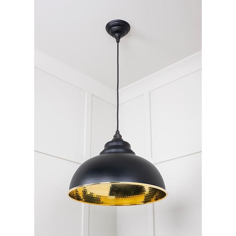 Hammered Brass Harborne Pendant-From The Anvil-Brass-nirohome