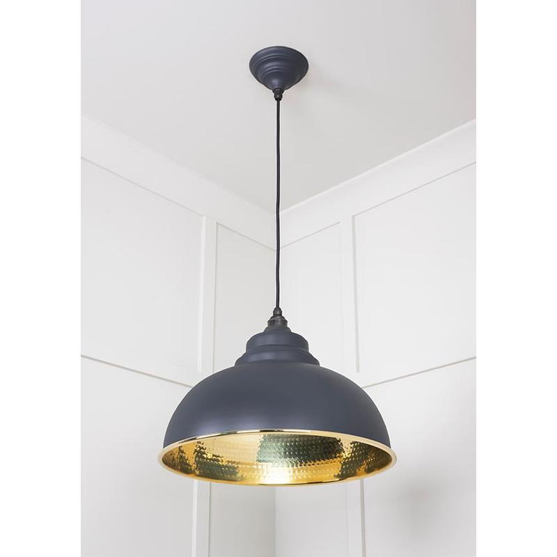 Hammered Brass Harborne Pendant-From The Anvil-Brass-nirohome