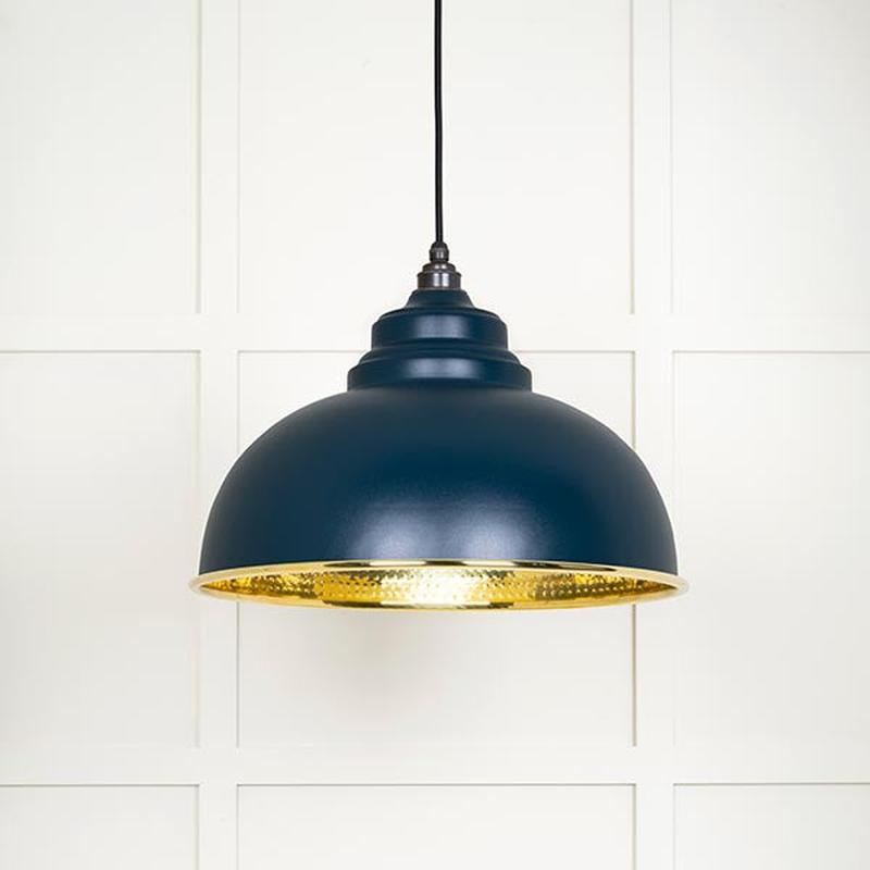 Hammered Brass Harborne Pendant-From The Anvil-Dusk-nirohome