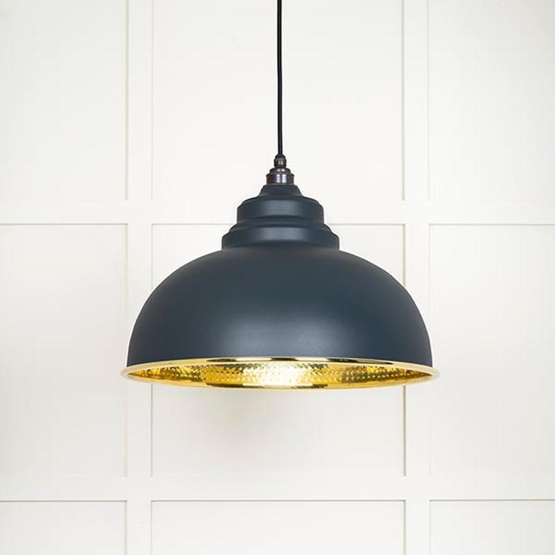 Hammered Brass Harborne Pendant-From The Anvil-Soot-nirohome