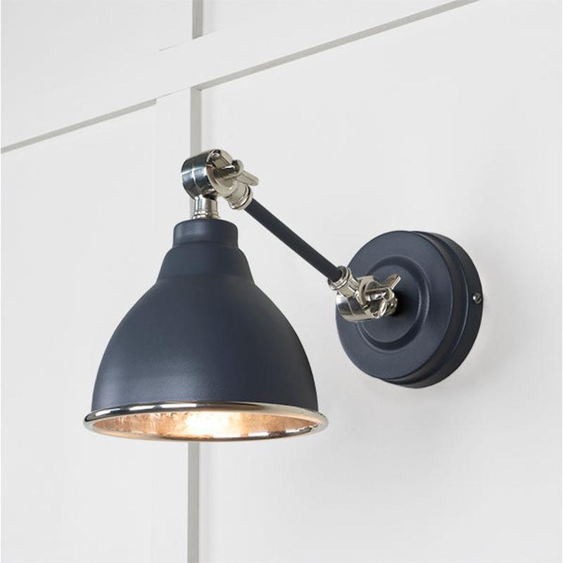 Hammered Nickel Brindley Wall Light-From The Anvil-Slate-nirohome