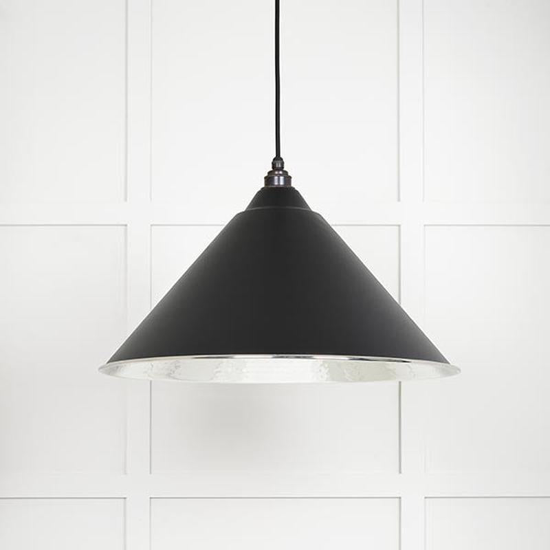 Hammered Nickel Hockley Pendant-From The Anvil-Elan Black-nirohome