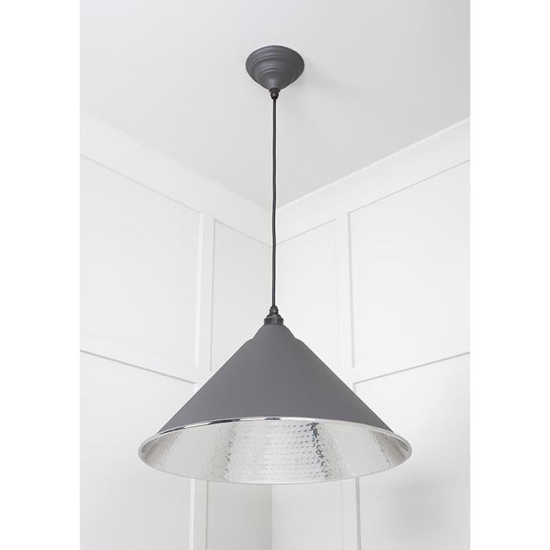 Hammered Nickel Hockley Pendant-From The Anvil-Nickel-nirohome