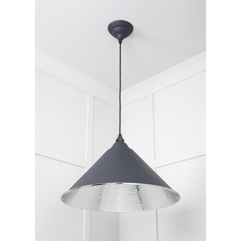 Hammered Nickel Hockley Pendant-From The Anvil-Nickel-nirohome