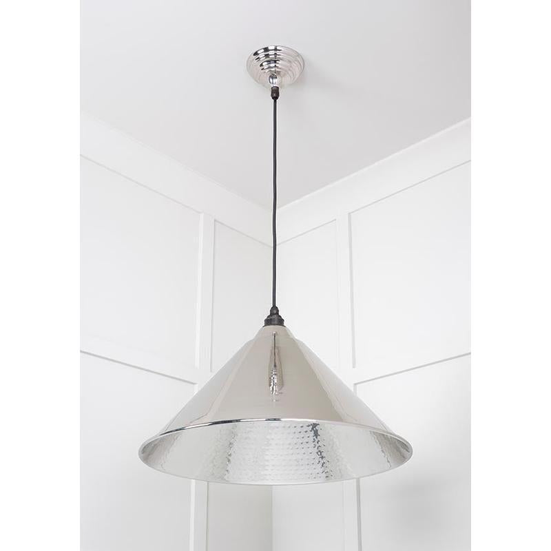 Hammered Nickel Hockley Pendant-From The Anvil-Nickel-nirohome