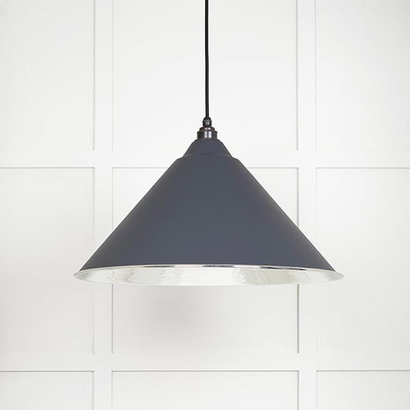Hammered Nickel Hockley Pendant-From The Anvil-Slate-nirohome