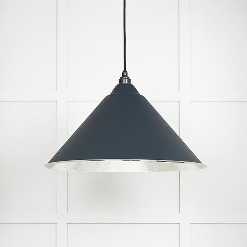 Hammered Nickel Hockley Pendant-From The Anvil-Soot-nirohome