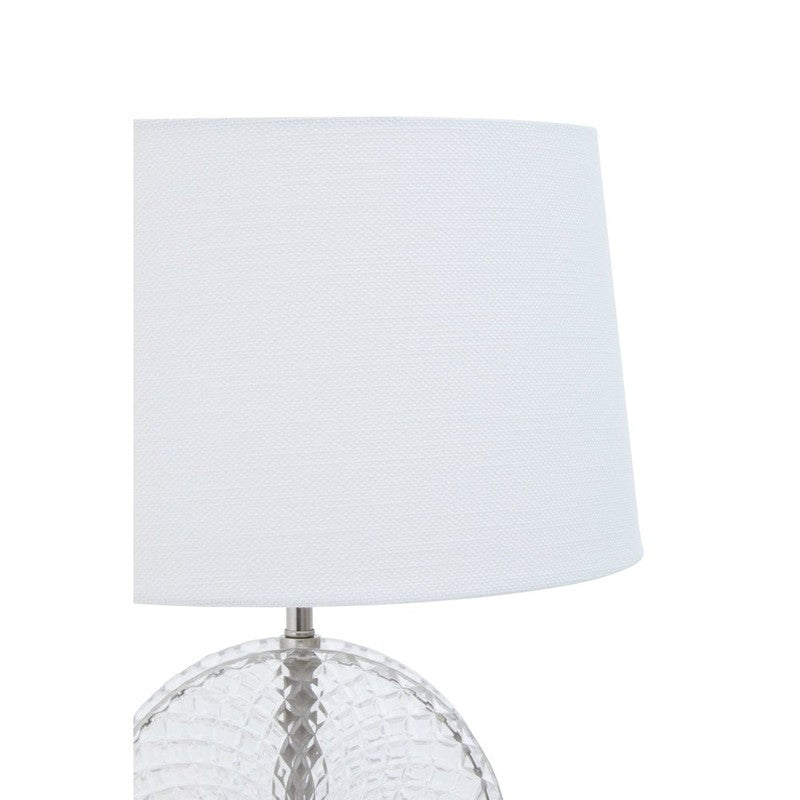 Hanson Detailed Glass Table Lamp With Brushed Chrome Base & Fabric Shade-Niro Home-nirohome