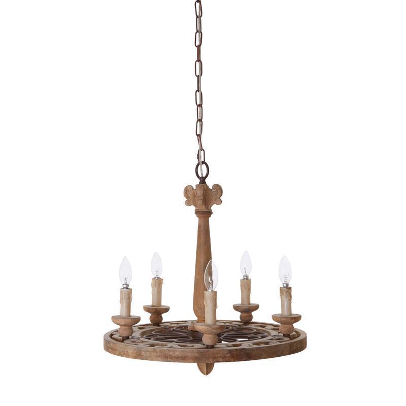 Hardy 5 Arm Wooden Chandelier-Niro Home-nirohome