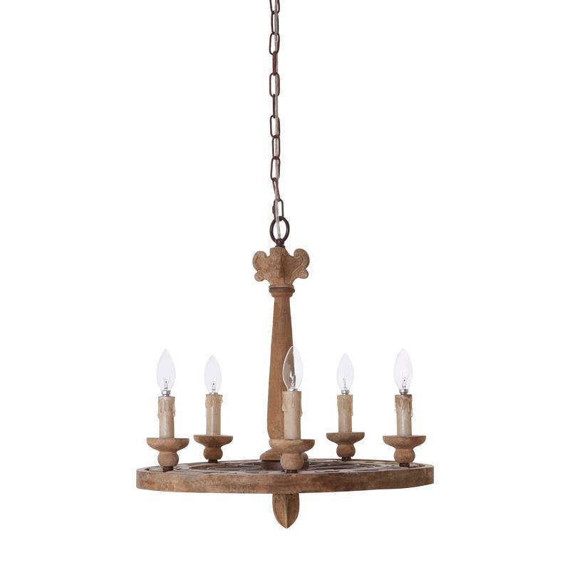 Hardy 5 Arm Wooden Chandelier-Niro Home-nirohome