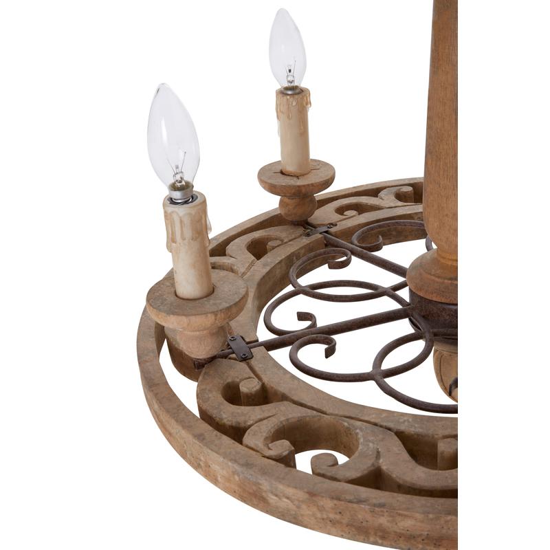 Hardy 5 Arm Wooden Chandelier-Wrenford & Co.-nirohome