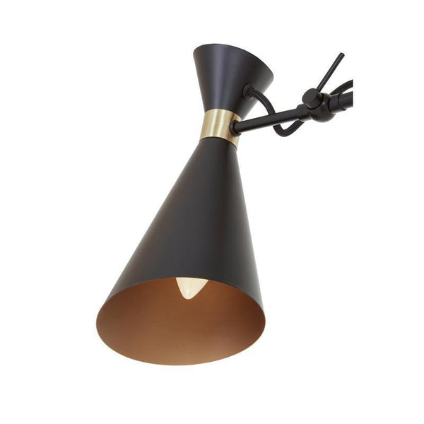 Harlan 3 Shade Black and Gold Bent Arm Pendant