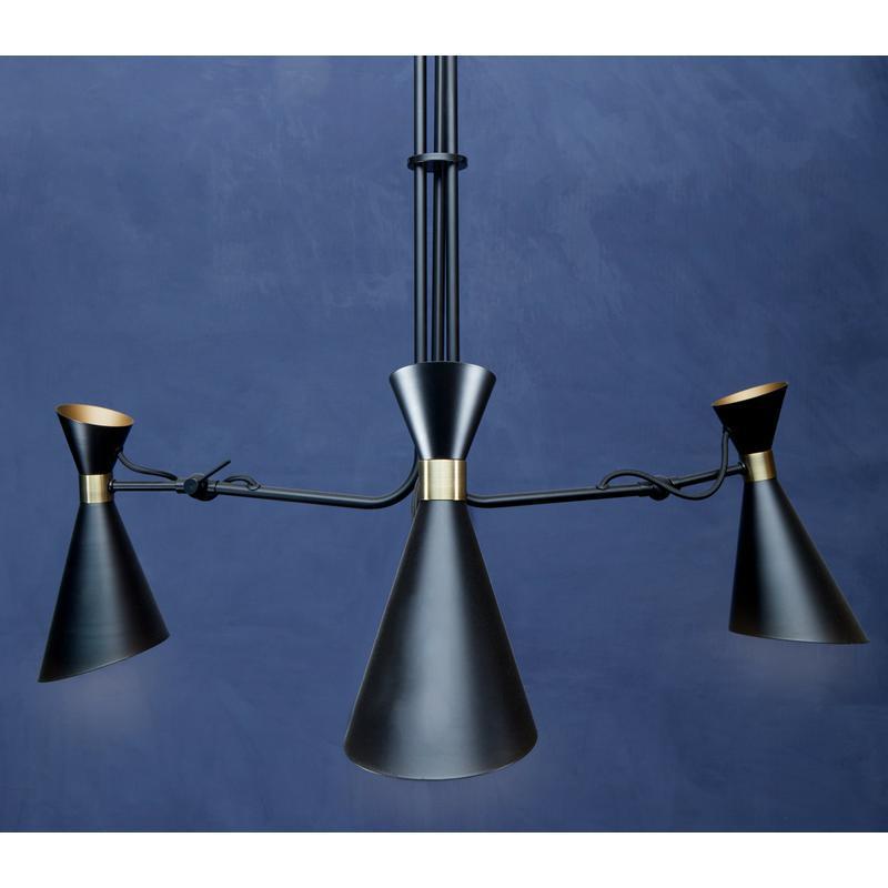 Harlan 3 Shade Black and Gold Bent Arm Pendant-Wrenford & Co.-nirohome