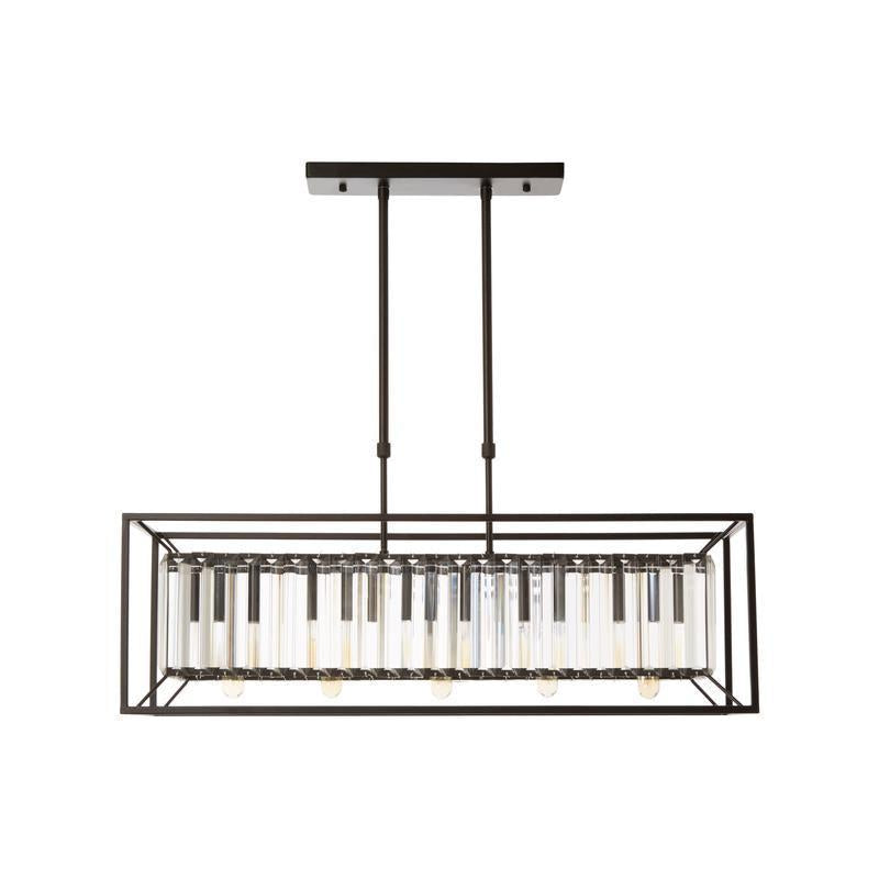 Hayes 5 Bulb Industrial Glass Tile Chandelier-Wrenford & Co.-nirohome