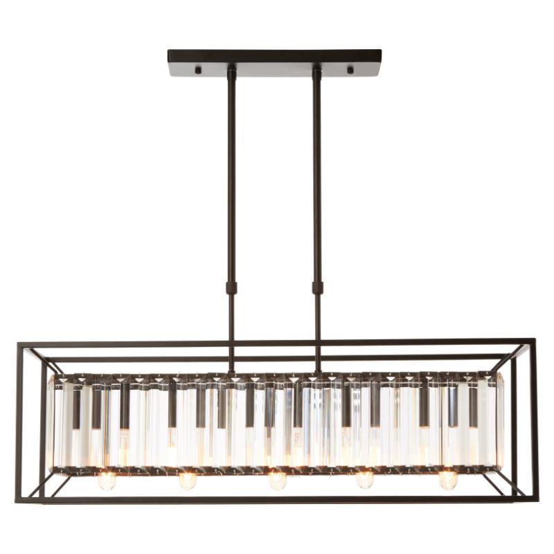 Hayes 5 Bulb Industrial Glass Tile Chandelier-Wrenford & Co.-nirohome