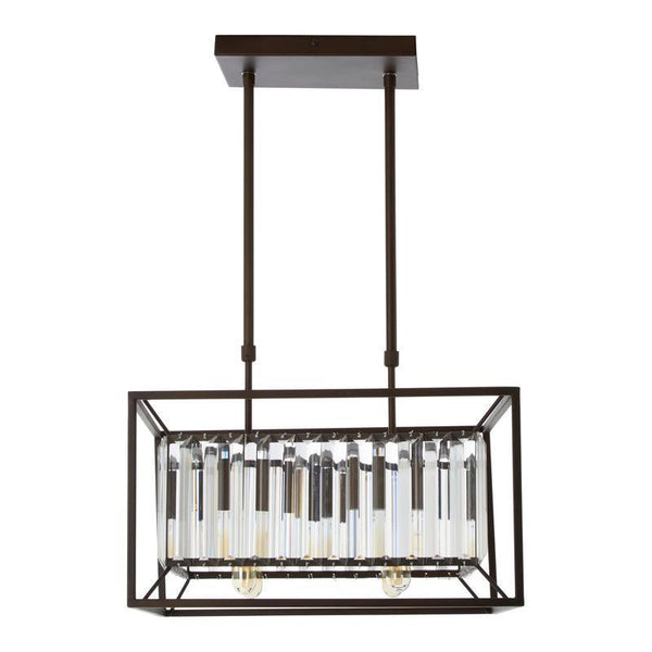 Hayes Industrial Chandelier - 4-Light Square Design with Glass Tiles