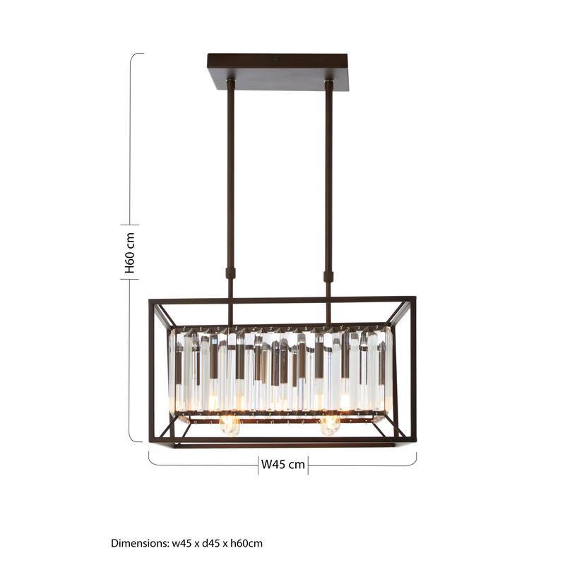 Hayes Industrial Chandelier - 4-Light Square Design with Glass Tiles-Niro Home-nirohome