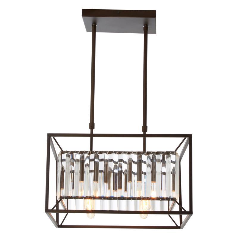 Hayes Industrial Chandelier - 4-Light Square Design with Glass Tiles-Wrenford & Co.-nirohome