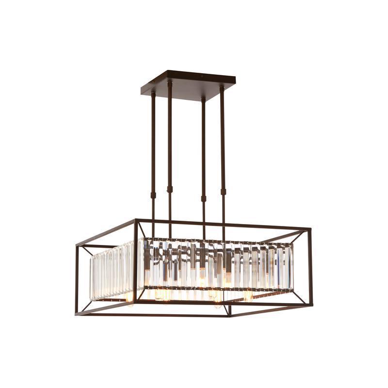 Hayes Industrial Chandelier - 6-Light Square Design with Glass Tiles-Niro Home-nirohome