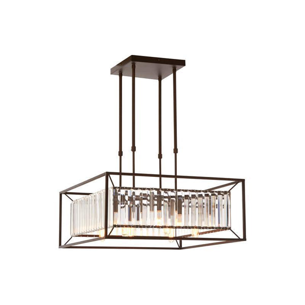 Hayes Industrial Chandelier - 6-Light Square Design with Glass Tiles