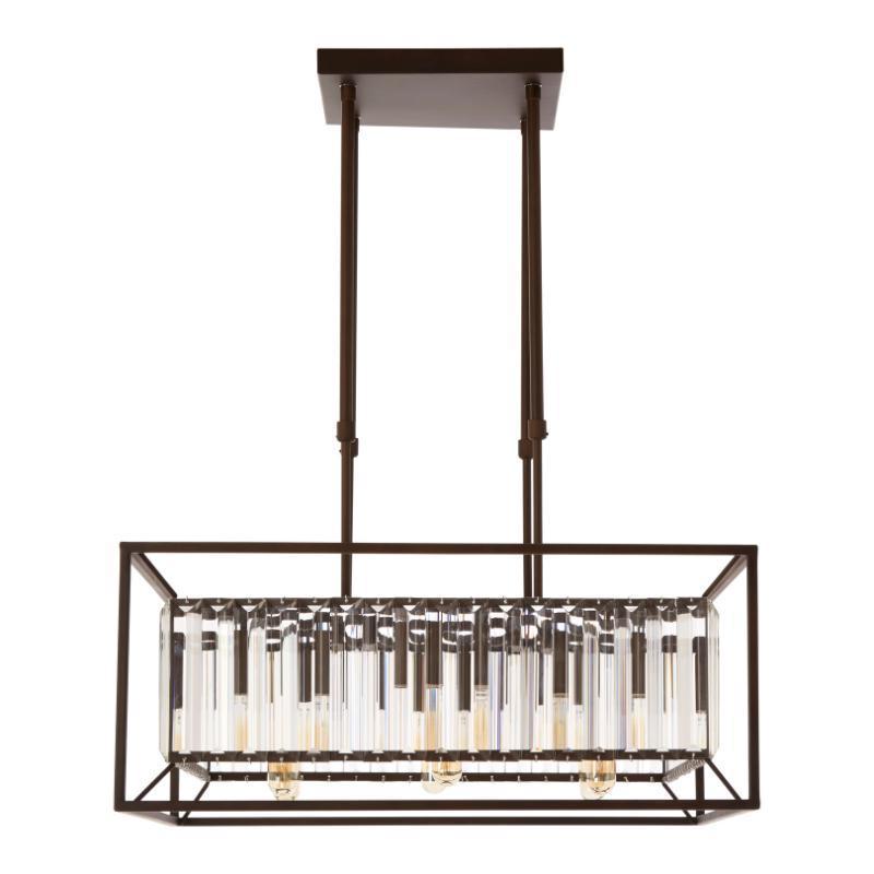 Hayes Industrial Chandelier - 6-Light Square Design with Glass Tiles-Niro Home-nirohome