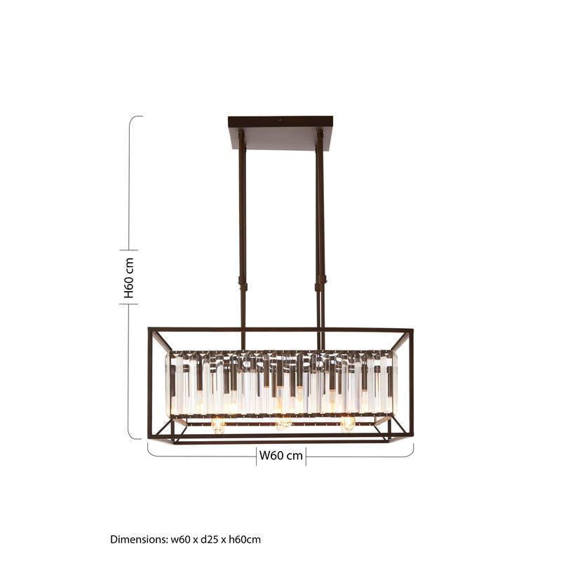 Hayes Industrial Chandelier - 6-Light Square Design with Glass Tiles-Niro Home-nirohome