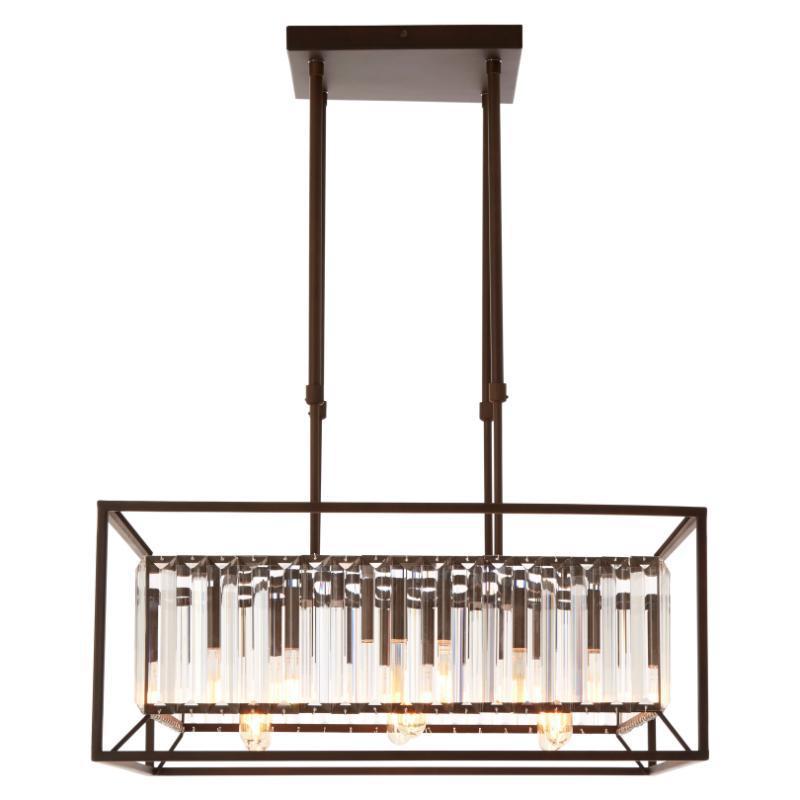 Hayes Industrial Chandelier - 6-Light Square Design with Glass Tiles-Niro Home-nirohome