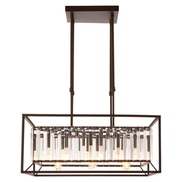 Hayes Industrial Chandelier - 6-Light Square Design with Glass Tiles