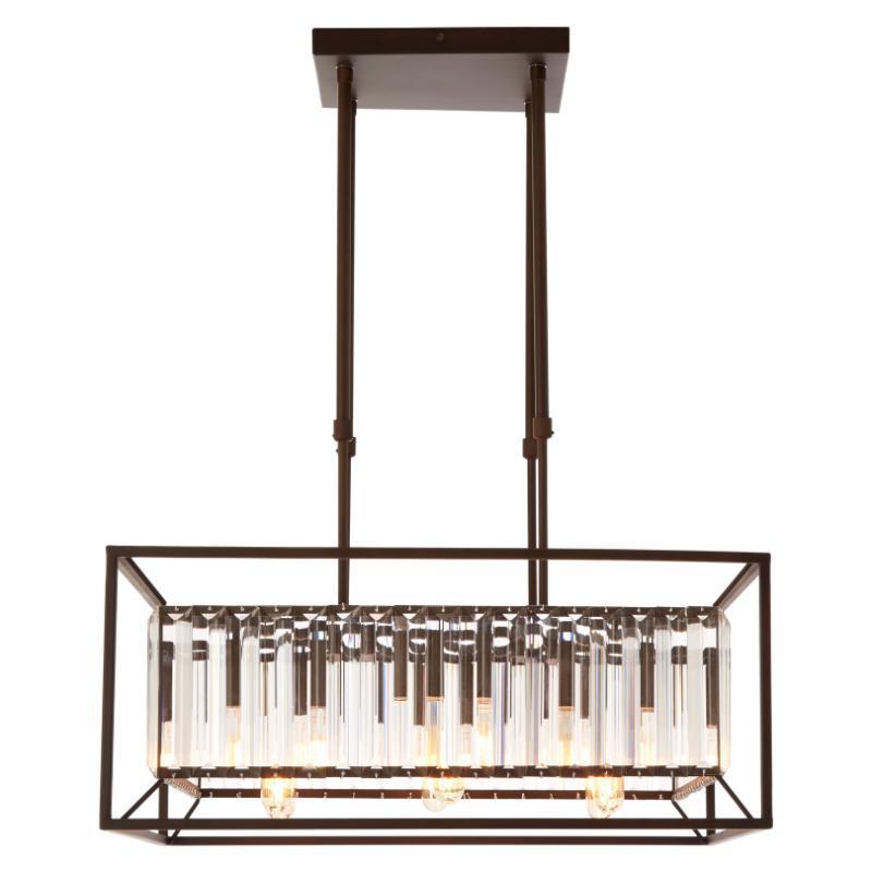 Hayes Industrial Chandelier - 6-Light Square Design with Glass Tiles-Wrenford & Co.-nirohome