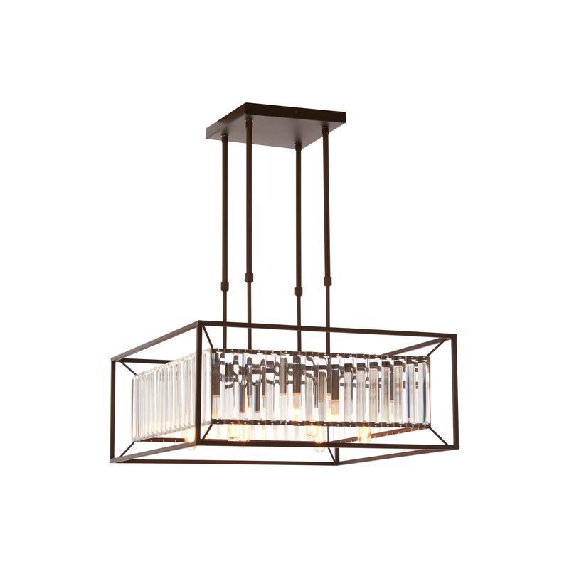 Hayes Industrial Chandelier - 6-Light Square Design with Glass Tiles-Wrenford & Co.-nirohome