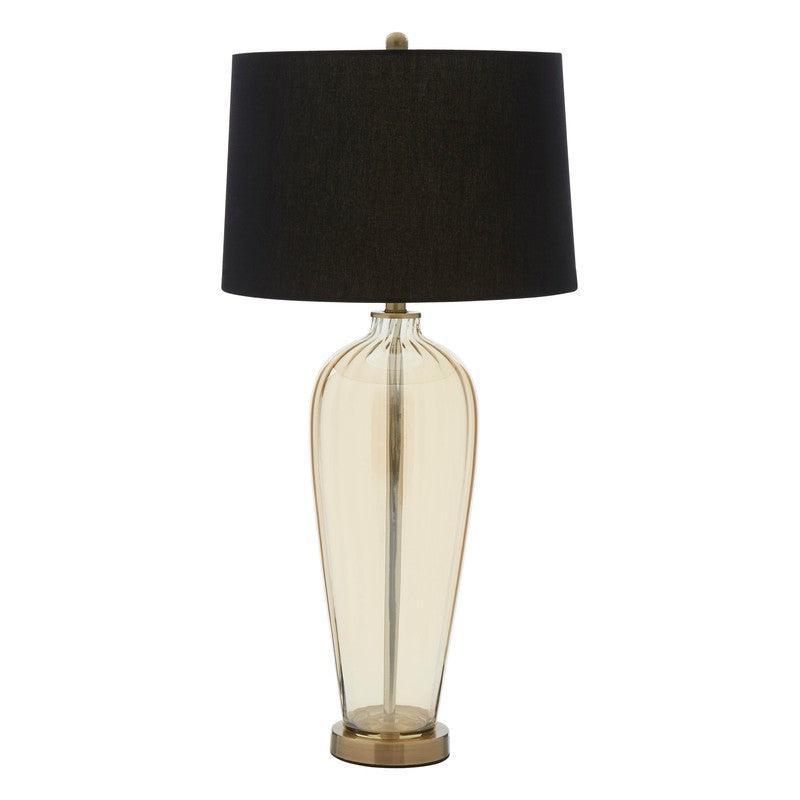 Hogan Tapered Amber Glass Table Lamp With Fabric Shade-Niro Home-nirohome