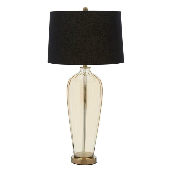 Hogan Tapered Amber Glass Table Lamp With Fabric Shade