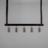 Holmes Linear Island Pendant With Leather Strap, Five Light-Mullan Lighting-Antique Brass-nirohome