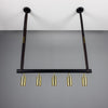Holmes Linear Island Pendant With Leather Strap, Five Light-Mullan Lighting-Antique Brass-nirohome